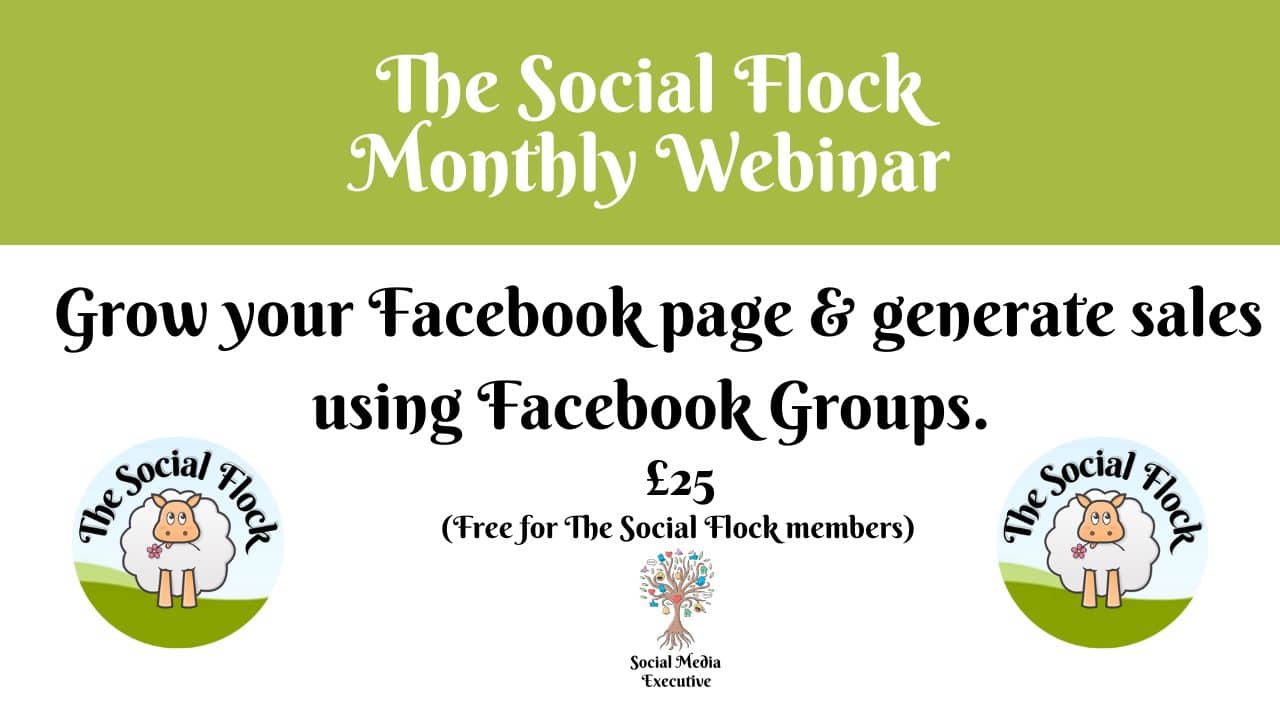 Facebook groups training banner image with details of the event
