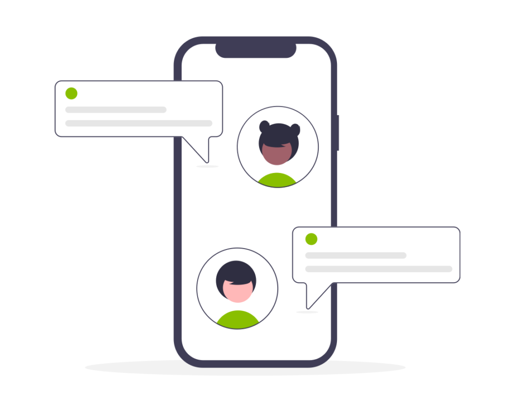 A mobile phone showing Two people messaging each other